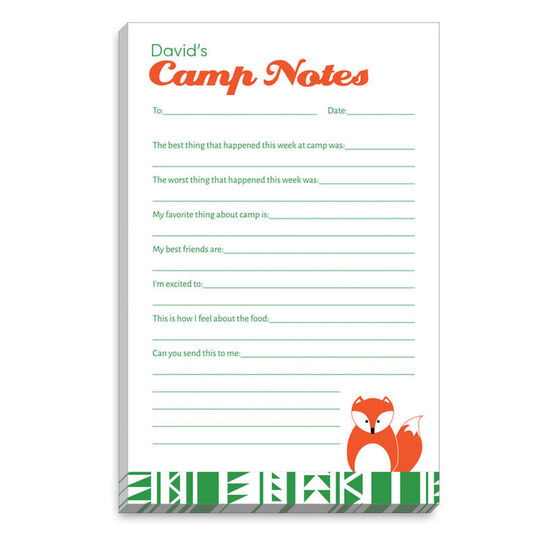 Green Border Fox Fill In Camp Notepads